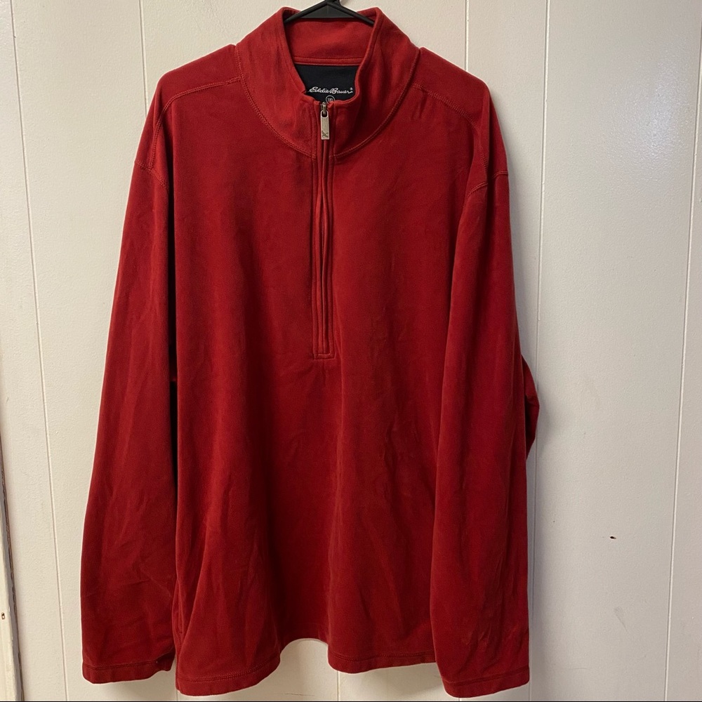 Eddie Bauer Pullover Fleece Long Sleeve Shirt Size 3XL Burgundy 1/4 Zip Front